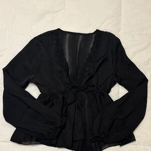 SHEIN Elegant Black V-Neck Blouse